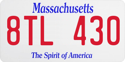 MA license plate 8TL430