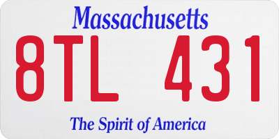 MA license plate 8TL431
