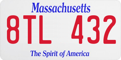 MA license plate 8TL432