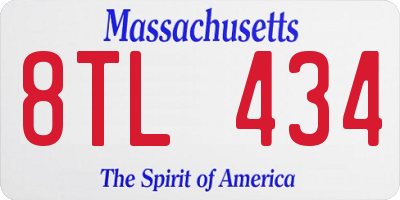 MA license plate 8TL434