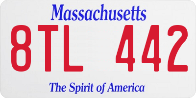 MA license plate 8TL442