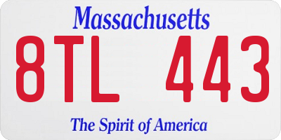 MA license plate 8TL443
