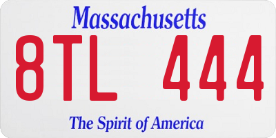 MA license plate 8TL444