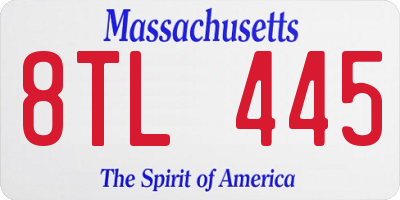 MA license plate 8TL445