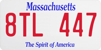 MA license plate 8TL447