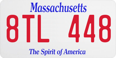 MA license plate 8TL448