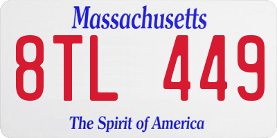 MA license plate 8TL449