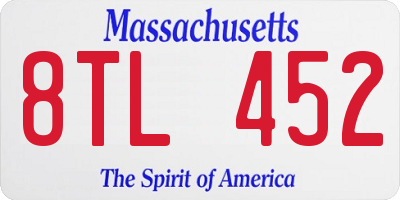 MA license plate 8TL452