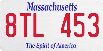MA license plate 8TL453