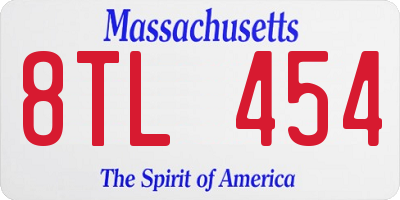 MA license plate 8TL454