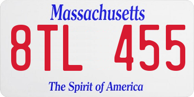 MA license plate 8TL455