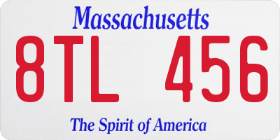 MA license plate 8TL456