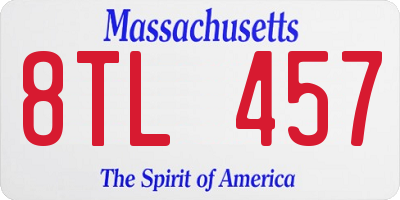 MA license plate 8TL457