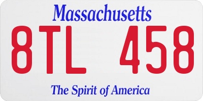 MA license plate 8TL458