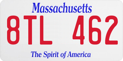 MA license plate 8TL462