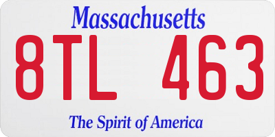 MA license plate 8TL463