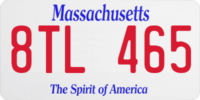 MA license plate 8TL465