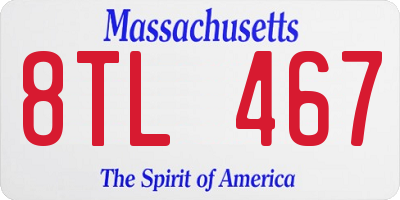 MA license plate 8TL467