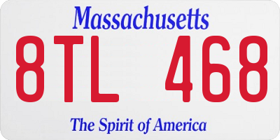 MA license plate 8TL468