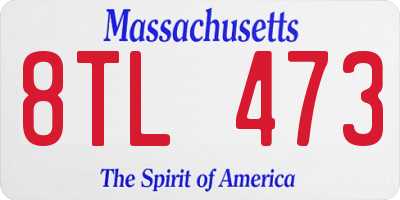 MA license plate 8TL473