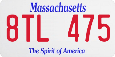 MA license plate 8TL475