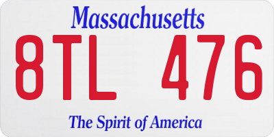 MA license plate 8TL476