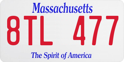 MA license plate 8TL477