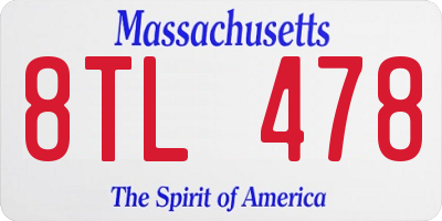 MA license plate 8TL478