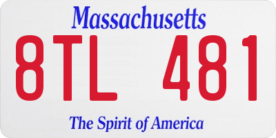 MA license plate 8TL481