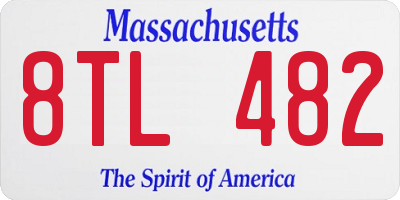 MA license plate 8TL482
