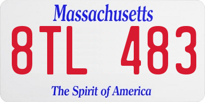 MA license plate 8TL483