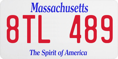 MA license plate 8TL489