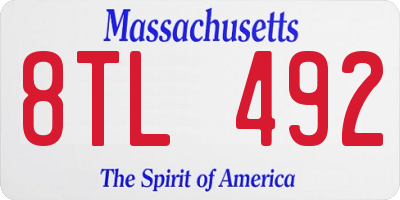 MA license plate 8TL492