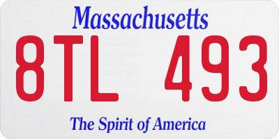 MA license plate 8TL493