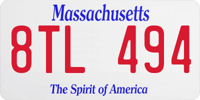 MA license plate 8TL494