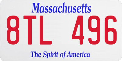 MA license plate 8TL496