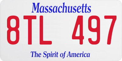 MA license plate 8TL497