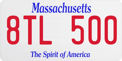 MA license plate 8TL500
