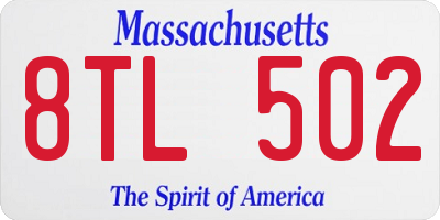 MA license plate 8TL502