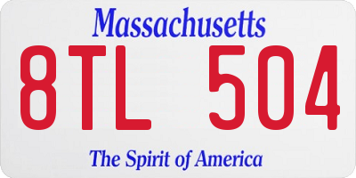 MA license plate 8TL504