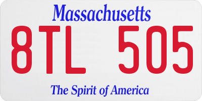 MA license plate 8TL505