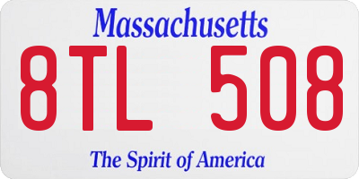 MA license plate 8TL508