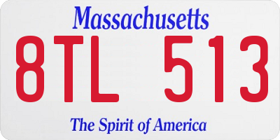 MA license plate 8TL513