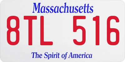 MA license plate 8TL516