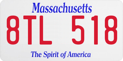 MA license plate 8TL518