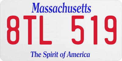 MA license plate 8TL519