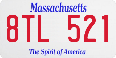 MA license plate 8TL521