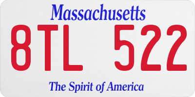 MA license plate 8TL522