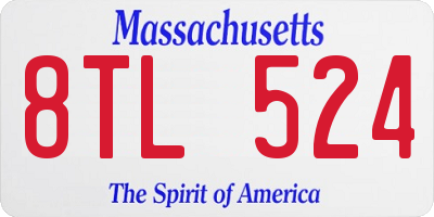 MA license plate 8TL524