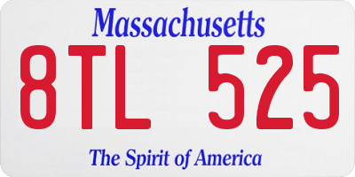 MA license plate 8TL525